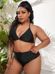  Halter Neck Bikini Set Plain Two Piece