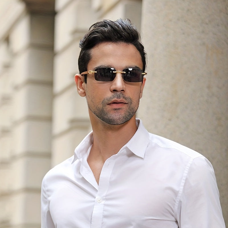Men's Rimless Sunglasses for Outdoor UV Protection