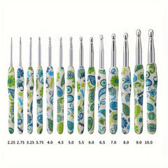 1pcs Floral Printed Crochet Hook 2 25mm B 10mm N Ergonomic Soft Grip Handle