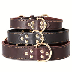 Adjustable Heavy Duty Leather Dog Collar for Medium & Large Dogs