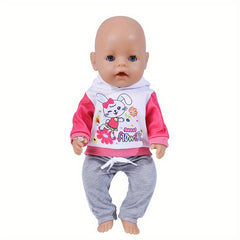 2pcs Animal Pattern Doll Clothes Set for 45 Dolls Soft Polyester