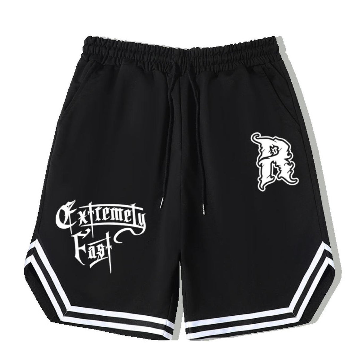 Fast Stripe Comfy Men's Shorts Elastic Waist Drawstring