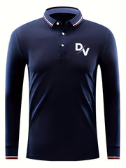 Men's DV Print Long Sleeve Golf Shirt