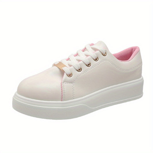 Women's Solid Kate Shoes Casual Round Toe Lace Up Low Top Sneakers