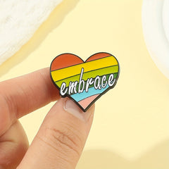 Rainbow Heart Enamel Brooch for Bags Jackets Hats Scarves Pants