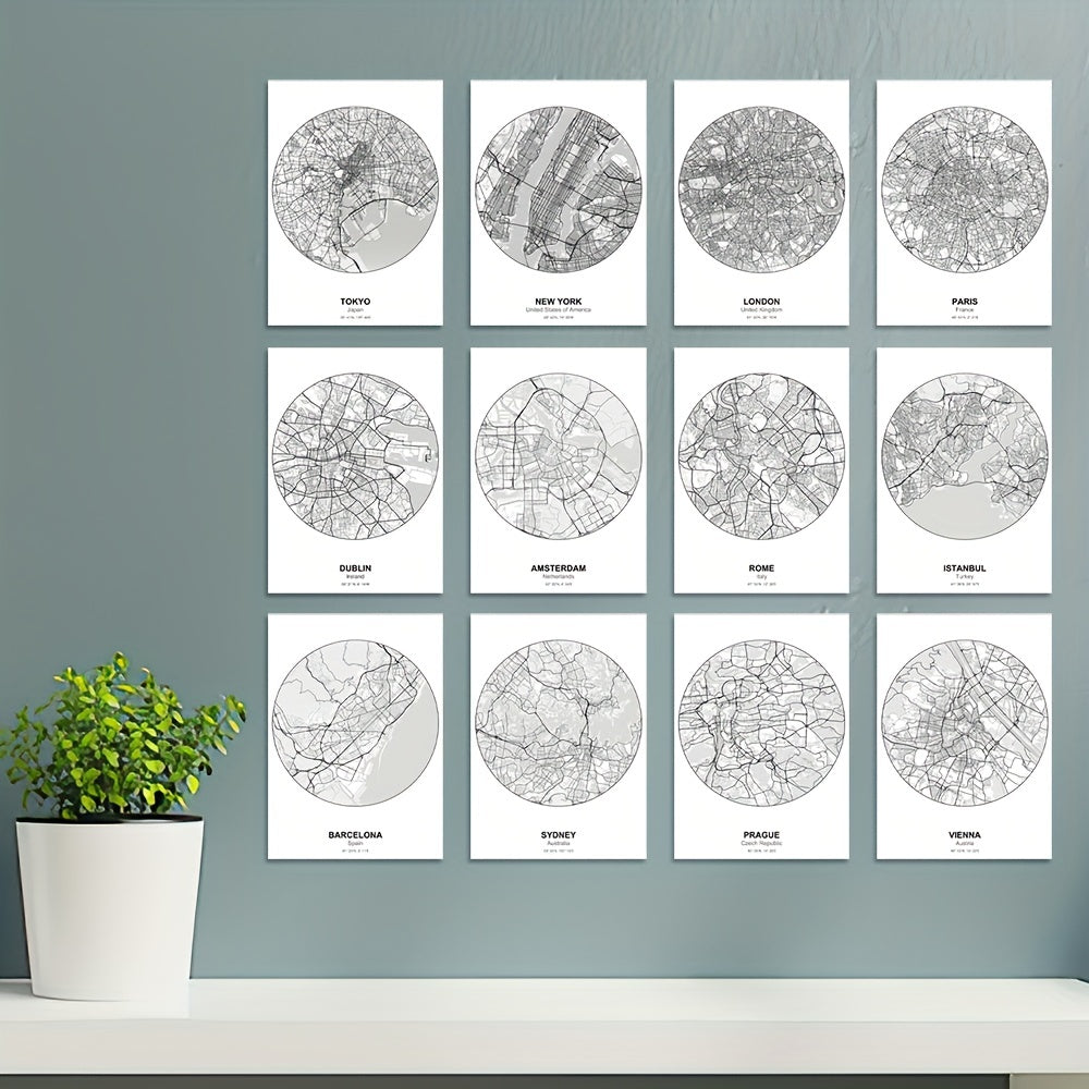 Large Cities Circle Maps Stickers for Children - Set of 1
