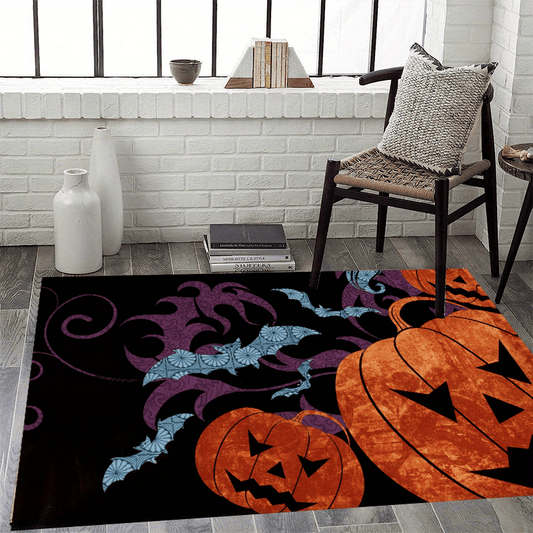 Autumn Pumpkin Pattern Carpet Anti Slip Fun Washable Rug Halloween Decor