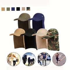 Camouflage Baseball Cap With Neck Flap Hood Waterproof Sun Visor