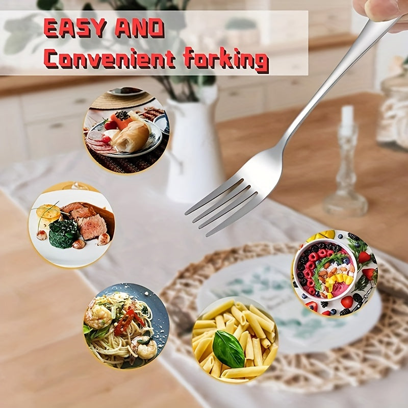 8pcs Serving Forks Set Stainless Steel Dinner Forks Durable Mirror Polishing