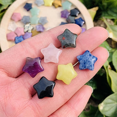 10pcs Mini Pentagram Rose Quartz Stone Statue for Jewelry and Aquarium