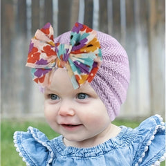 Colorful Turban Headwarp Soft Comfortable Bow Hat for Newborns