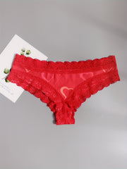 3 Pack Plus Size Heart Print Lace Cheeky Panty Set