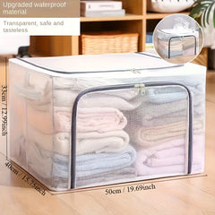 66L Waterproof Storage Box Nylon PVC Foldable Clothes Storage Box