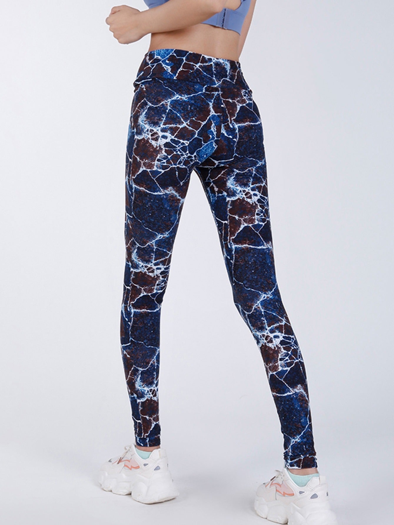 Stone Print High Waist Cropped Pants