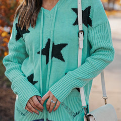  Y2K Knit Top Women's Plus Star Pattern Long Sleeve S