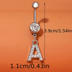 Zircon 26 Letters Belly Button Ring Navel Piercing