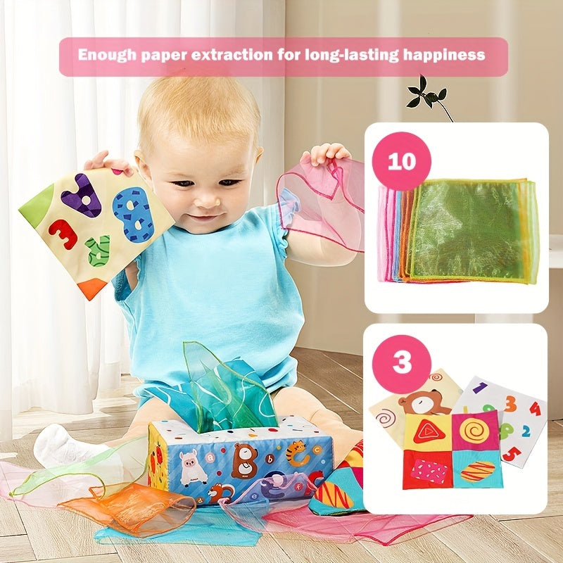 Montessori Tissue Box & Crinkle Paper Sensory Scarves Set