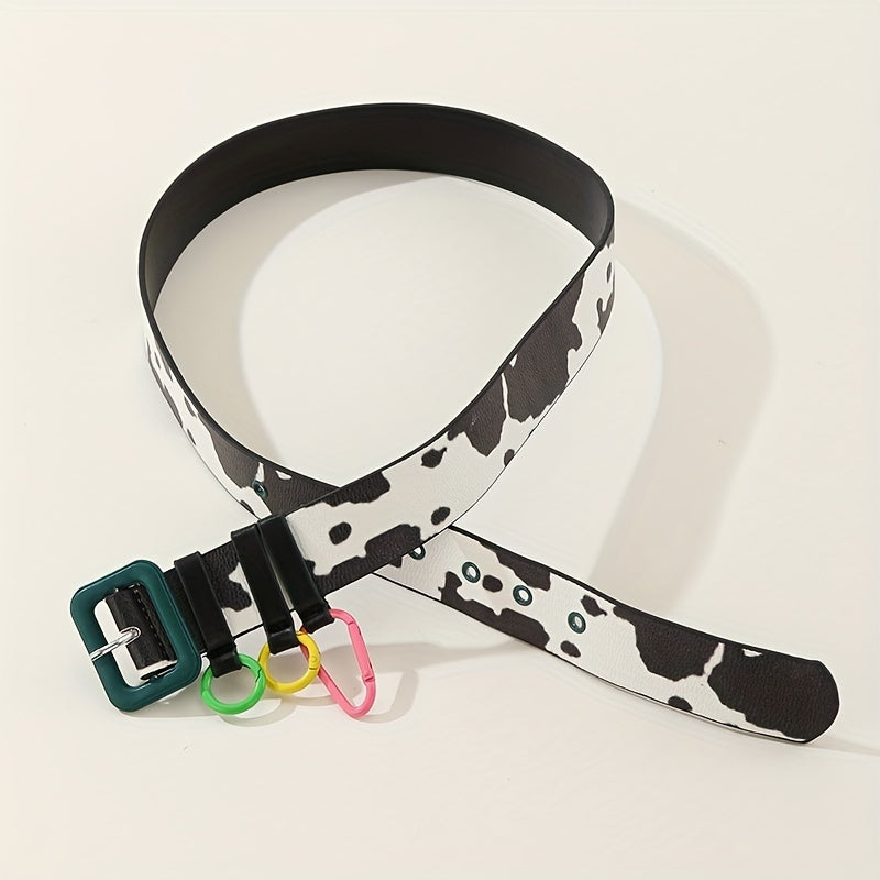 Cow Print Belt PU Leather Y2K Waistband Jeans Pants Belt Women