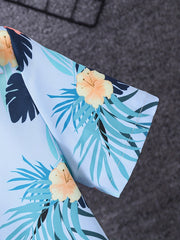 Boys' Hawaiian Shirt Short Sleeve Flower & Leaves Graphic Tee Kids Summer Top