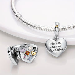 925 Silver Chocolate Box Charm Pendant Classic Style Women's Jewelr