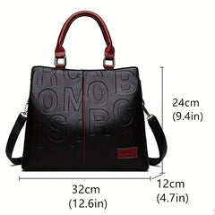 Embossed Faux Leather Shoulder Bag Women's Double Handle Purse