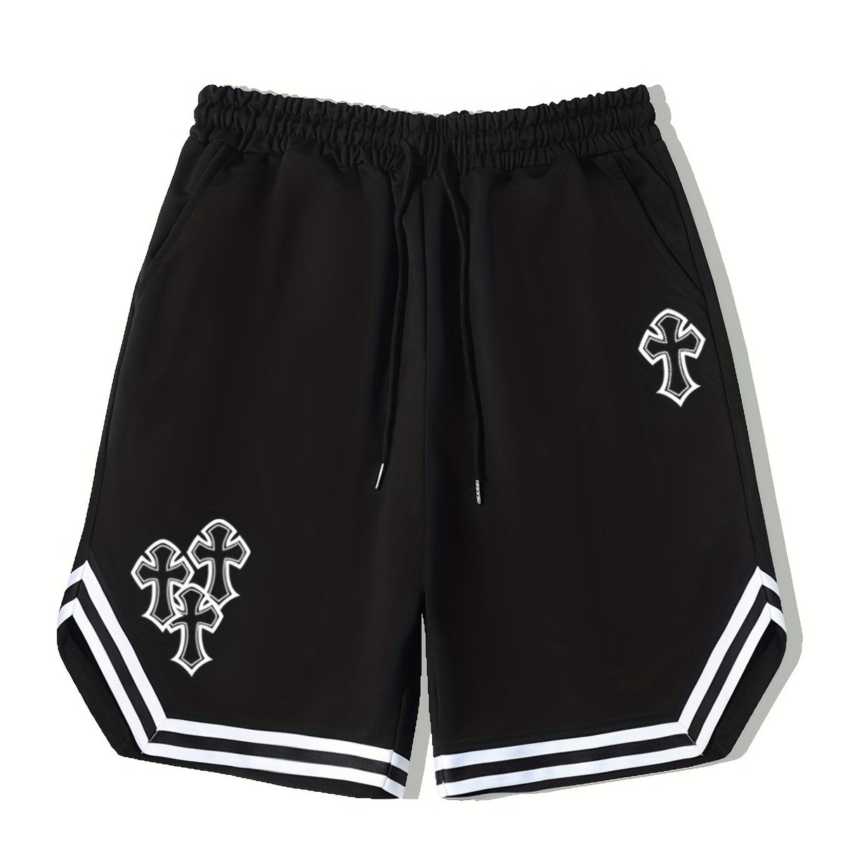 Men's Cross Graphic Drawstring Stretchy Shorts
