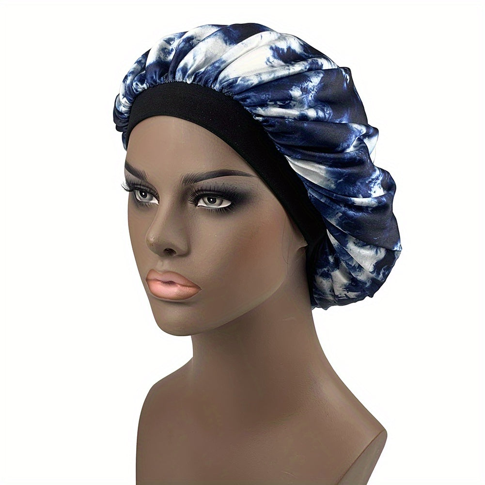 Tie Dye Satin Bonnet Curly Hair Large Silk Cap