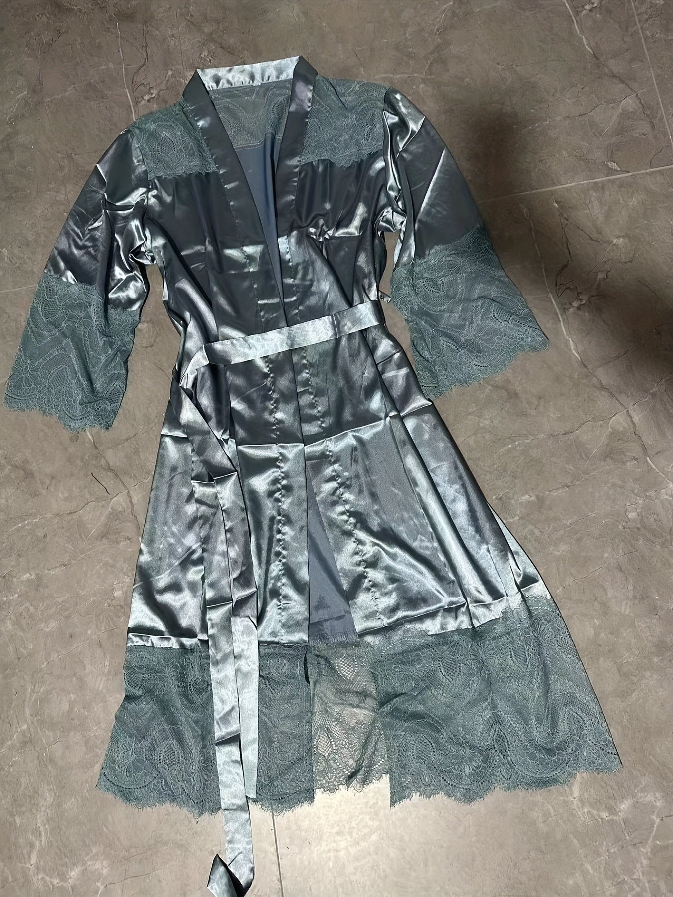  Satin Lace Nightgown Women's Plus Sleepwear Robe