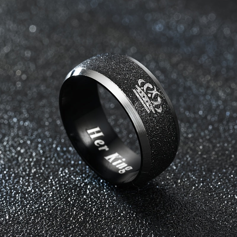 Stainless Steel Couple Crown Ring Set His Queen Her King Engagement Rings
