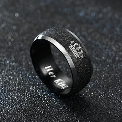 Stainless Steel Couple Crown Ring Set His Queen Her King Engagement Rings