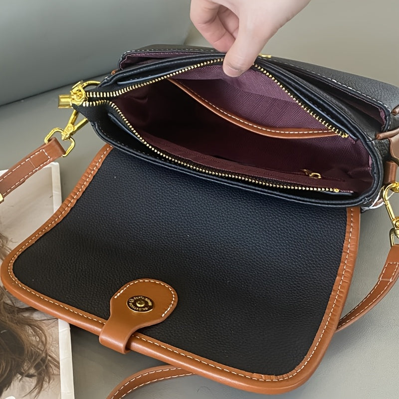 Stylish Beige & Brown Leather Crossbody Bag for Women