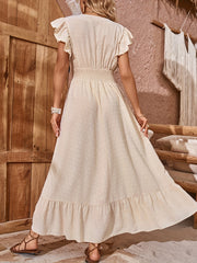 Butterfly Sleeve Maxi Dress V Neck High Waist Women's Clothing