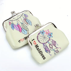 Leaf Pattern Coin Purse Bag Kiss Lock Key Bag Birthday Gift