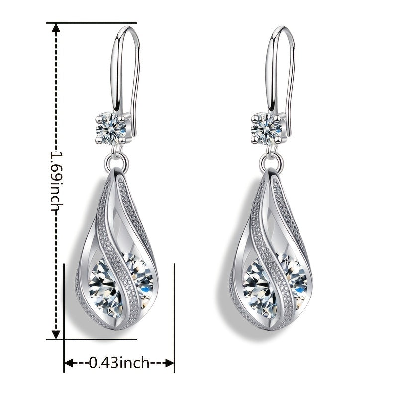 Rotating Teardrop Shape Crystal Earrings for Women Girls