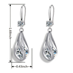 Rotating Teardrop Shape Crystal Earrings for Women Girls