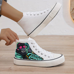 Print Plush Lined Chunky Canvas Sneakers