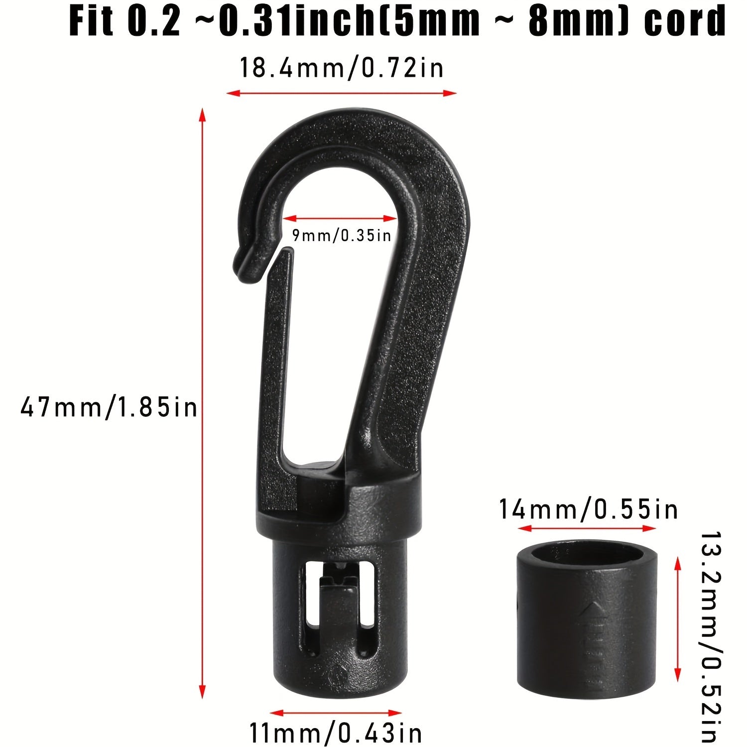 Bungee Shock Cord Hook 10-20pcs Rope Terminal Ends S Open E