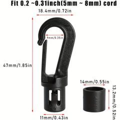 Bungee Shock Cord Hook 10-20pcs Rope Terminal Ends S Open E