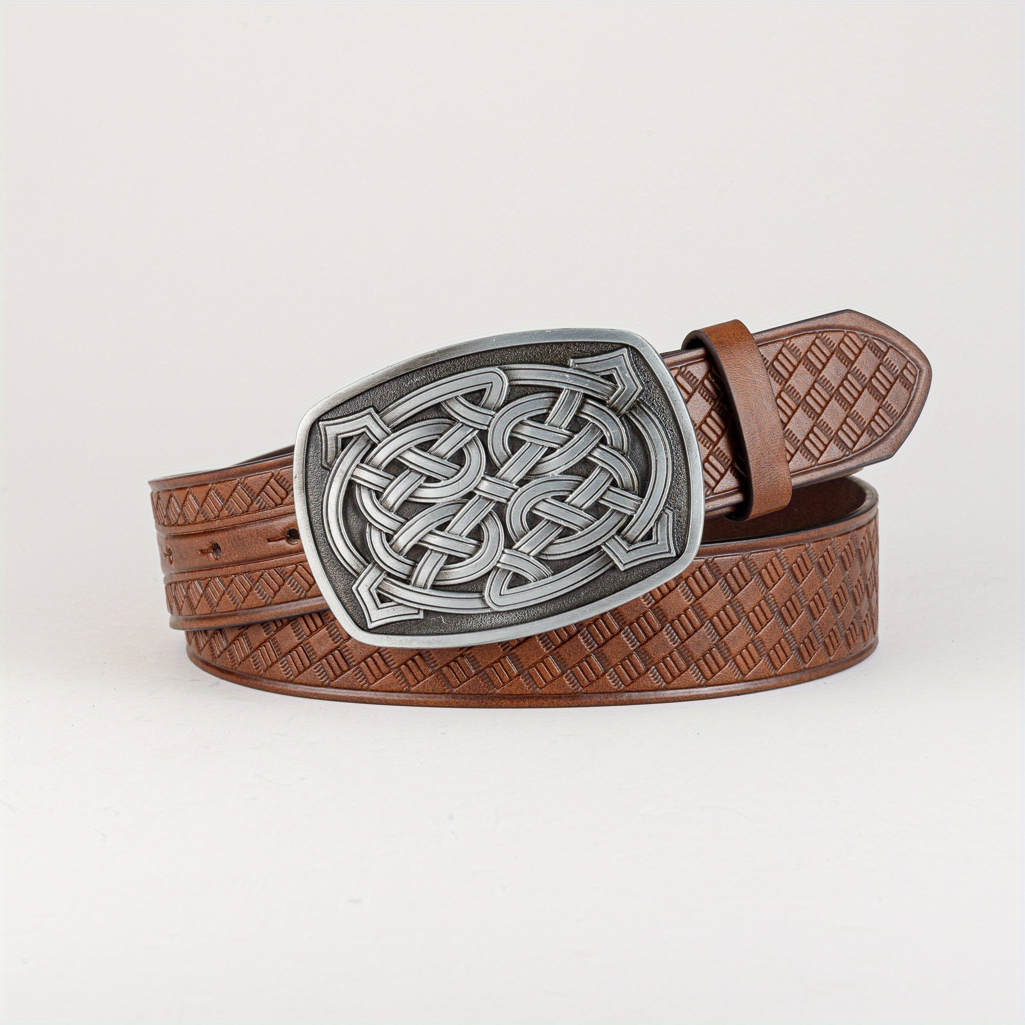 Men's Retro Pattern Buckle Belt PU Leather Decorative Accessories