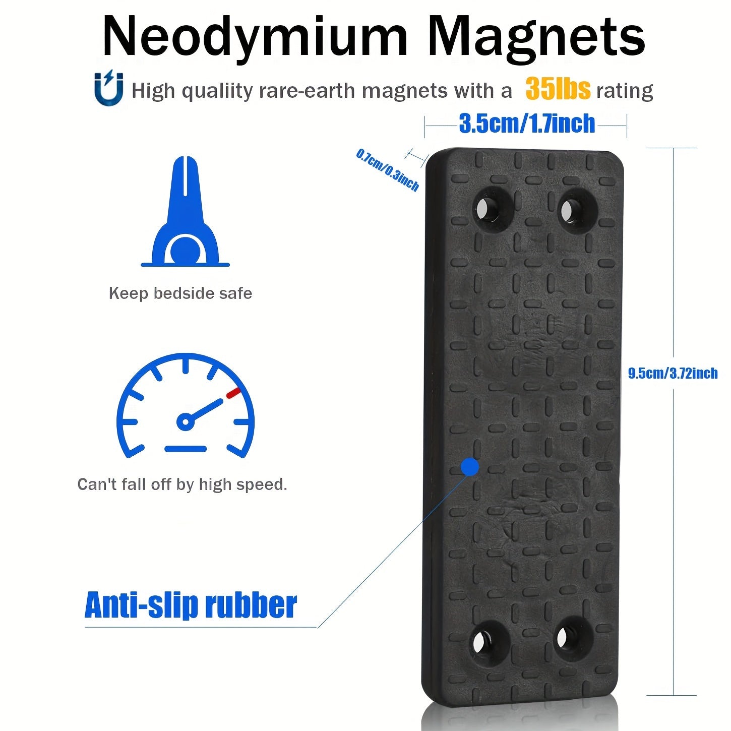 1pc Magnetic Mount 15 88KG Strong Magnetic Grip Rubber Coated Prevents Scratches