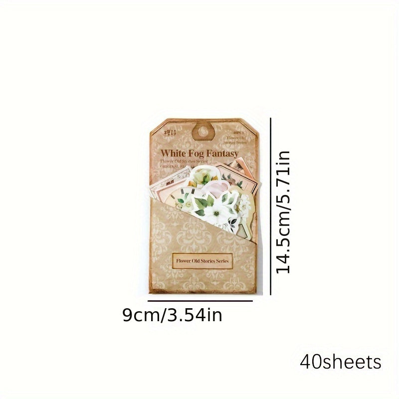 40pcs Flower Room Old Things Series Retro Small Fresh Creative Journal Decorativ