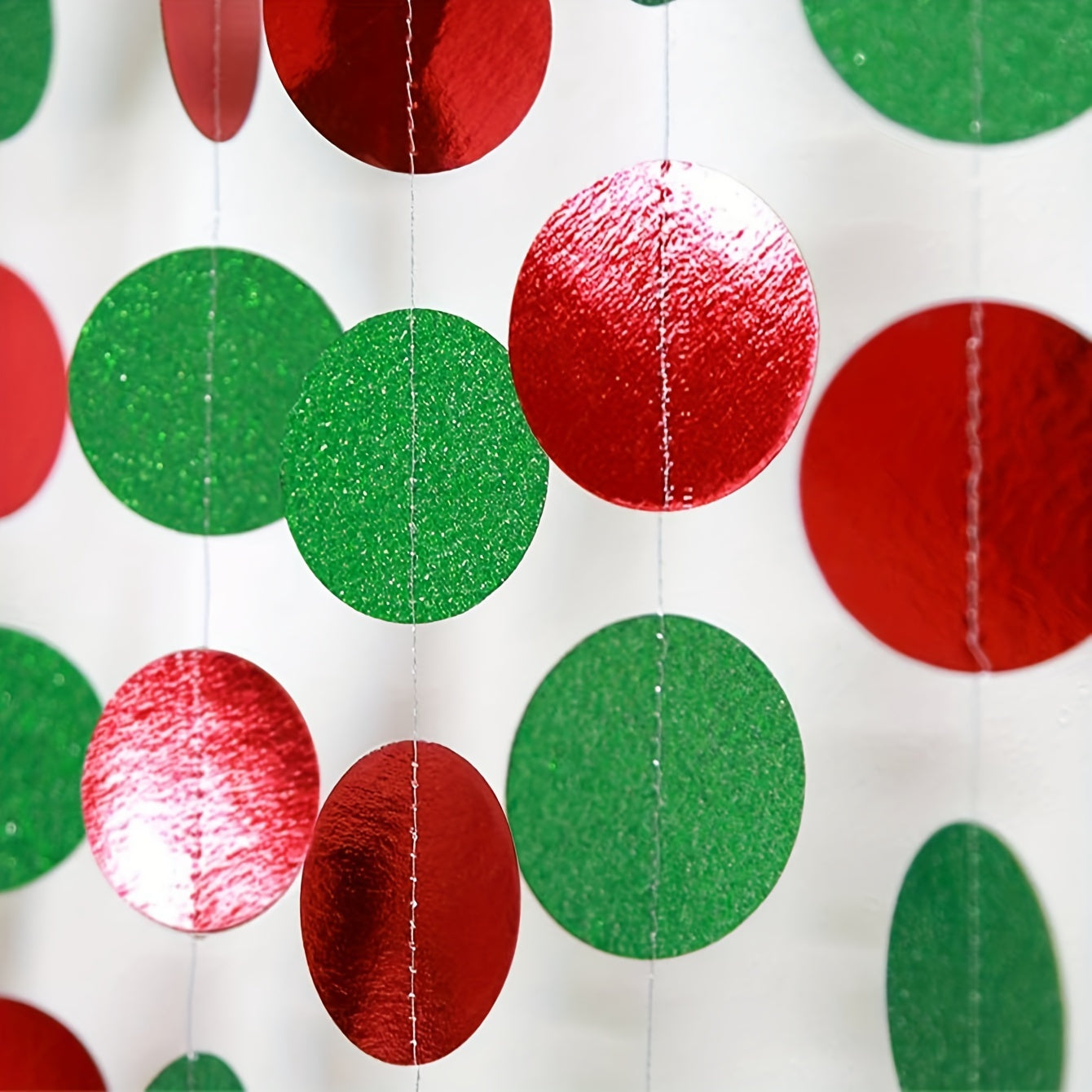Red & Green Circle Dots Garland Christmas Party Decorations