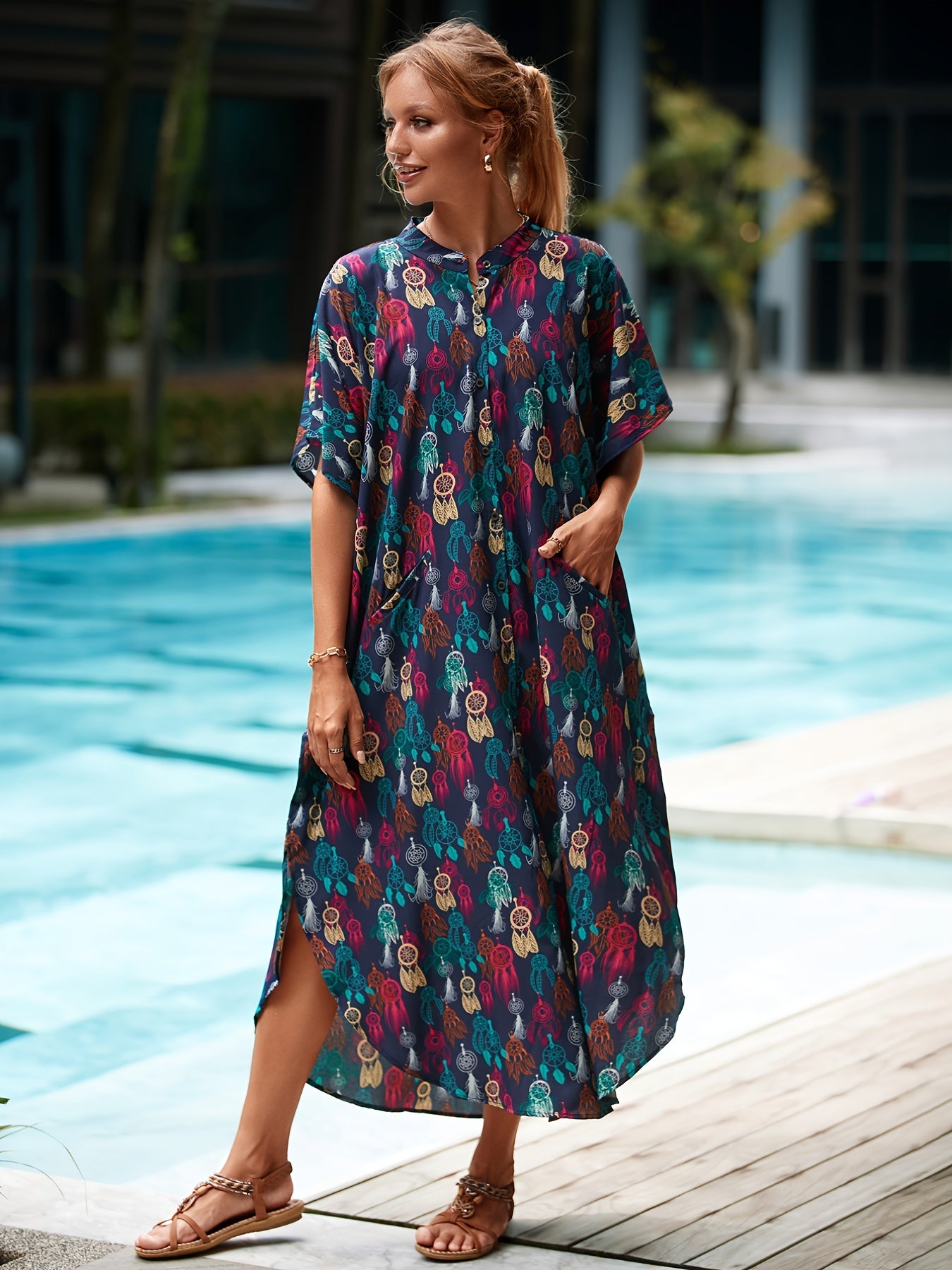 Bohemian Striped Beach Dress Casual Every Vacation Dress For Spring & Summer