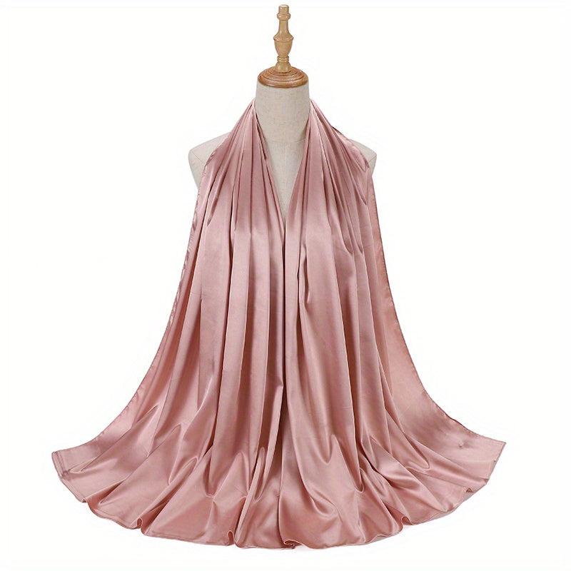 Candy Satin Hijab Silk Scarf Casual Shawl Windproof Head Wraps