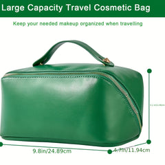 Waterproof PU Leather Travel Cosmetic Bag Large Capacity Makeup Toiletry Bag