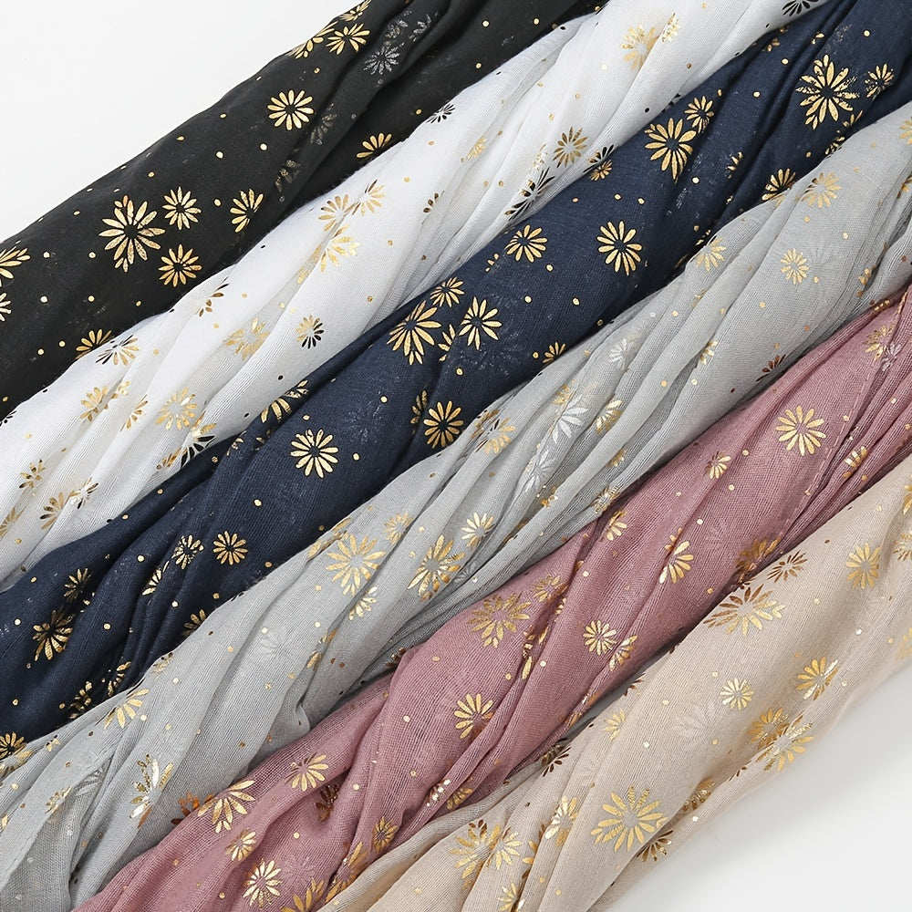 Hot Stamp Flower Scarf Thin Yarn Hijab Sunscreen Shawl for Women