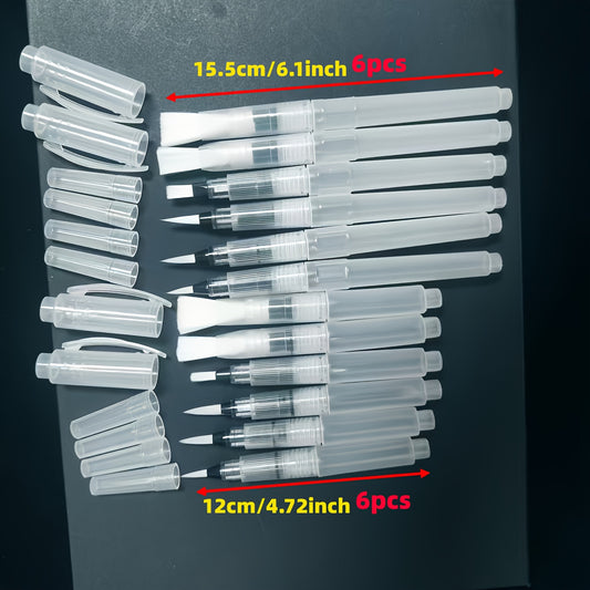 12 Pack Watercolor Brush Pens Set - Refillable Water Soluble Easy to Use
