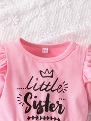 Baby Girls Letters Long Sleeve Top and Floral Pants Set