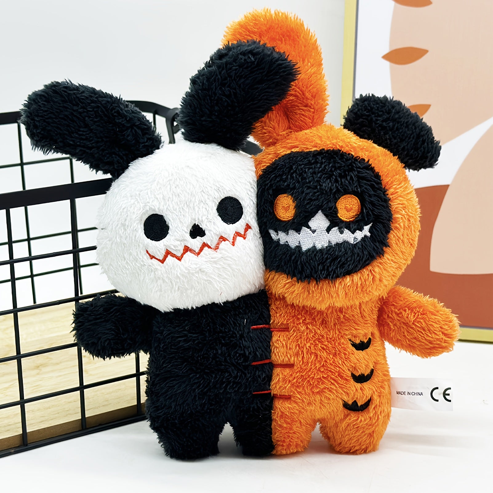 Halloween Plush Double Head Rabbit Skull Doll Bat Horror Plush Toys Figure