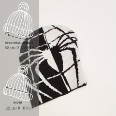 Spider Web Jacquard Beanie & Warm Knit Hat Hip Hop Knitted Skull Cap